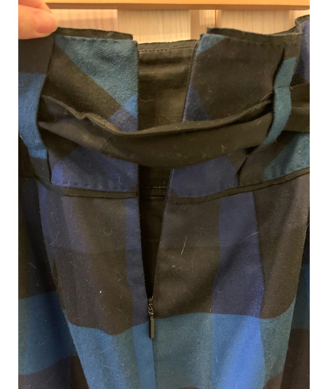 HUGO BOSS Темно-синяя шерстяная юбка миди, фото 3