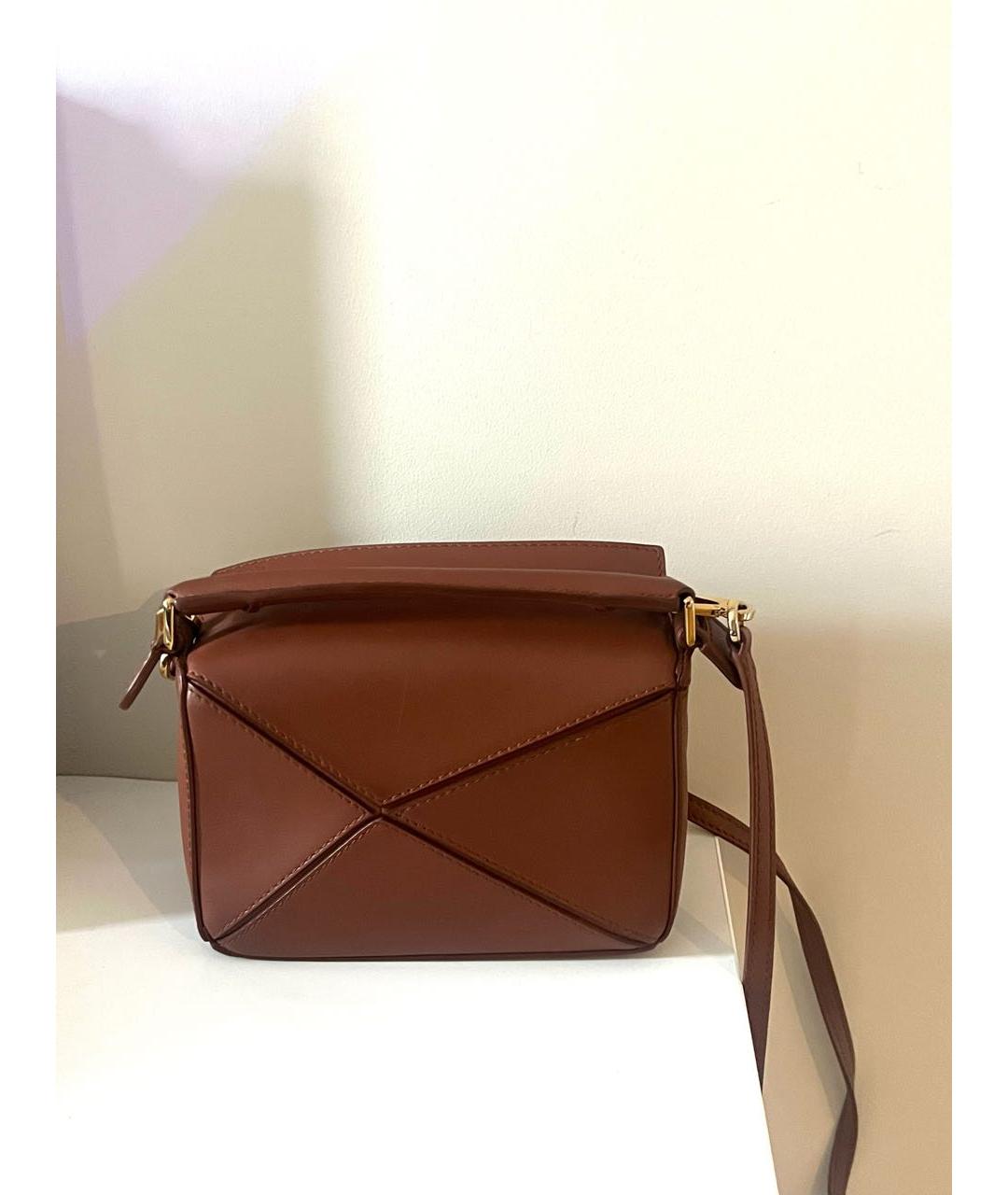 LOEWE Коричневая кожаная сумка через плечо, фото 3