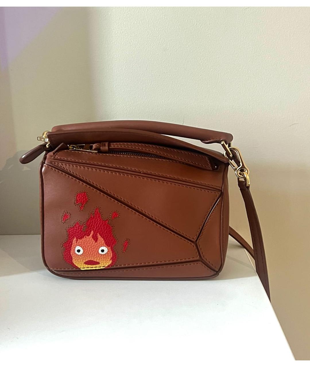 LOEWE Коричневая кожаная сумка через плечо, фото 5