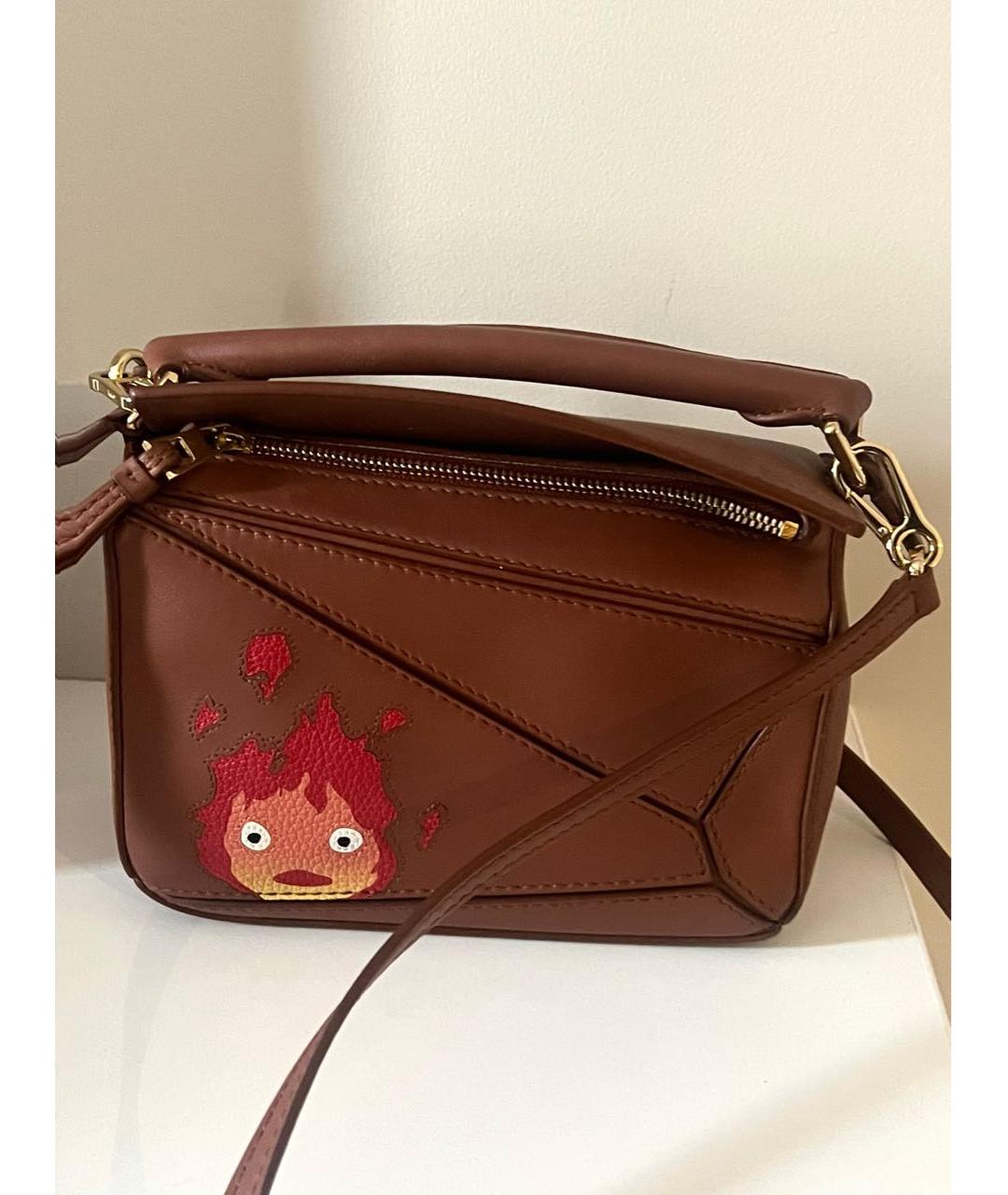 LOEWE Коричневая кожаная сумка через плечо, фото 4