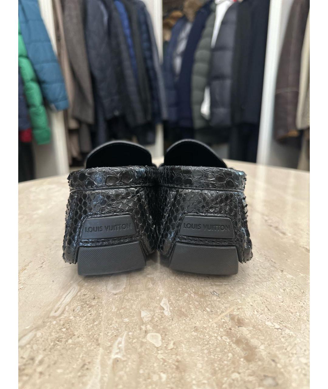 LOUIS VUITTON PRE-OWNED Черные мокасины из экзотической кожи, фото 4