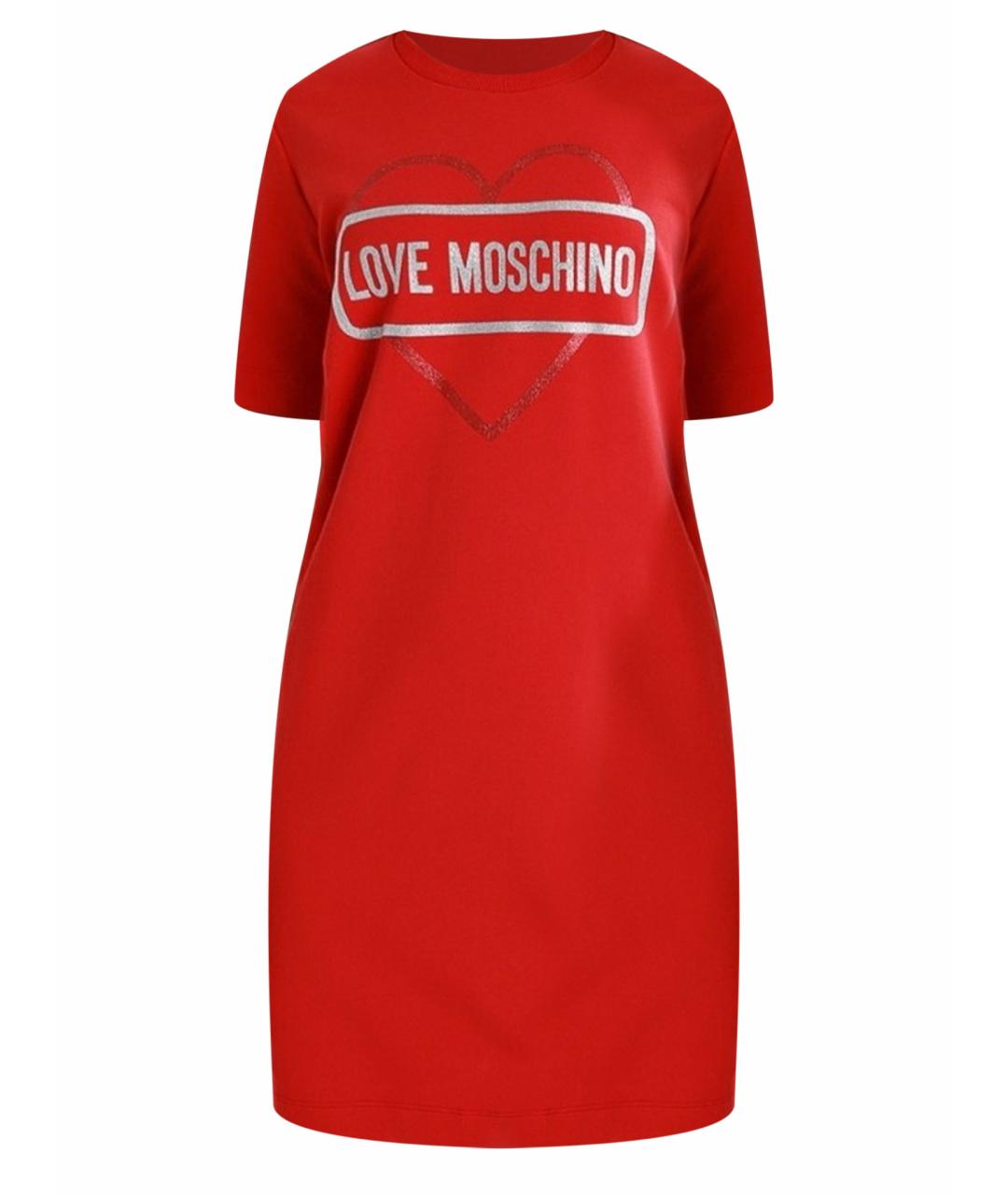 LOVE MOSCHINO Бордовое хлопко-эластановое повседневное платье, фото 1