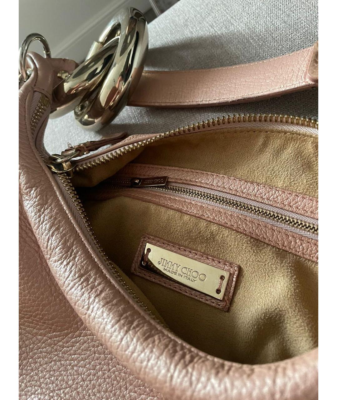 JIMMY CHOO Розовая кожаная сумка с короткими ручками, фото 3