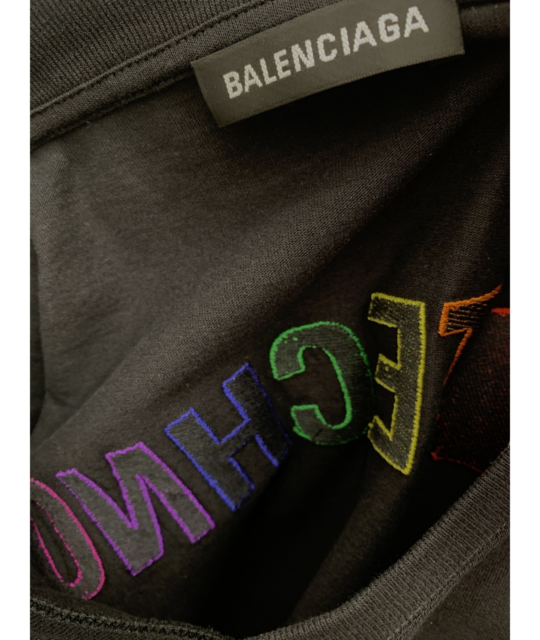 BALENCIAGA Черная хлопко-полиэстеровая футболка, фото 2