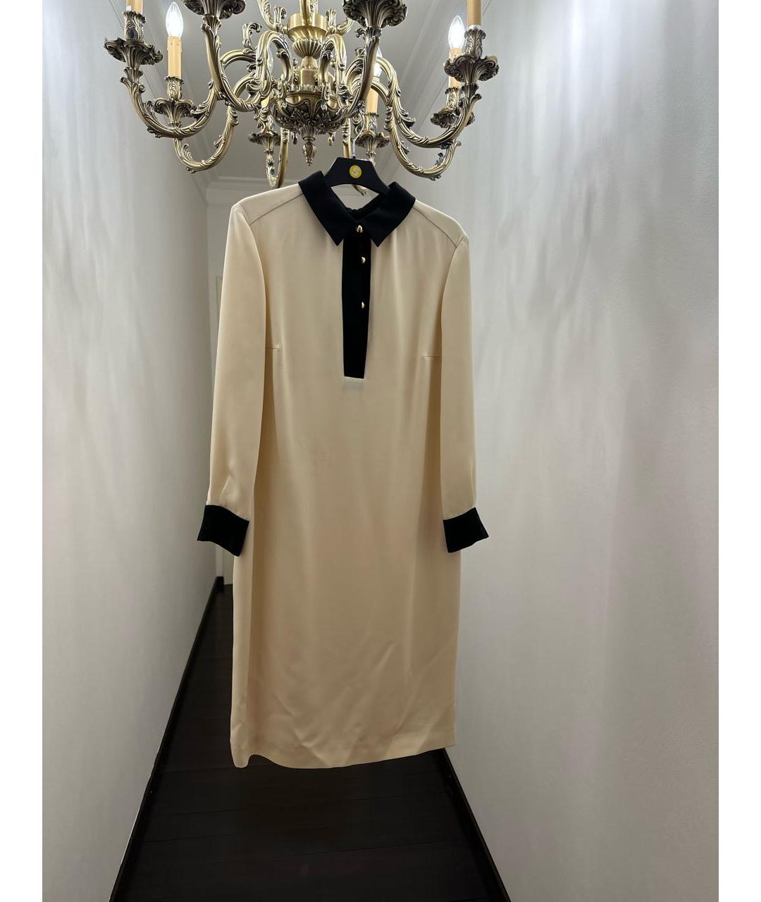 PRADA Бежевое шелковое коктейльное платье, фото 3