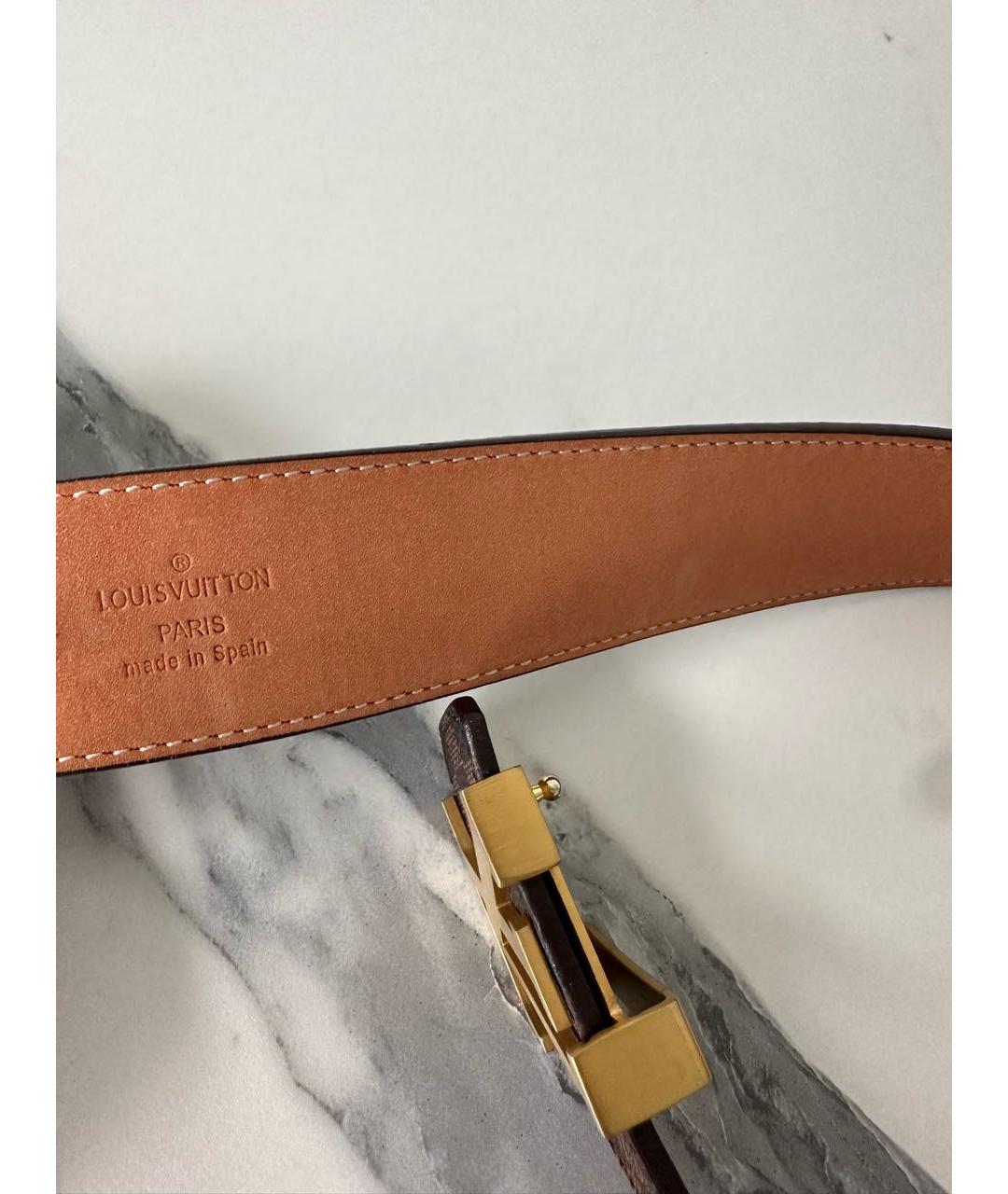 LOUIS VUITTON Коричневый кожаный ремень, фото 3