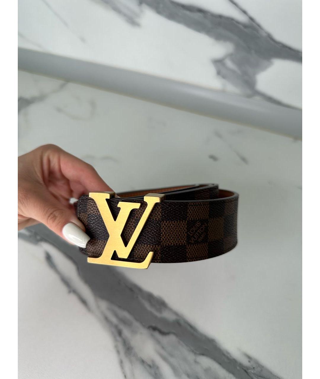 LOUIS VUITTON Коричневый кожаный ремень, фото 4