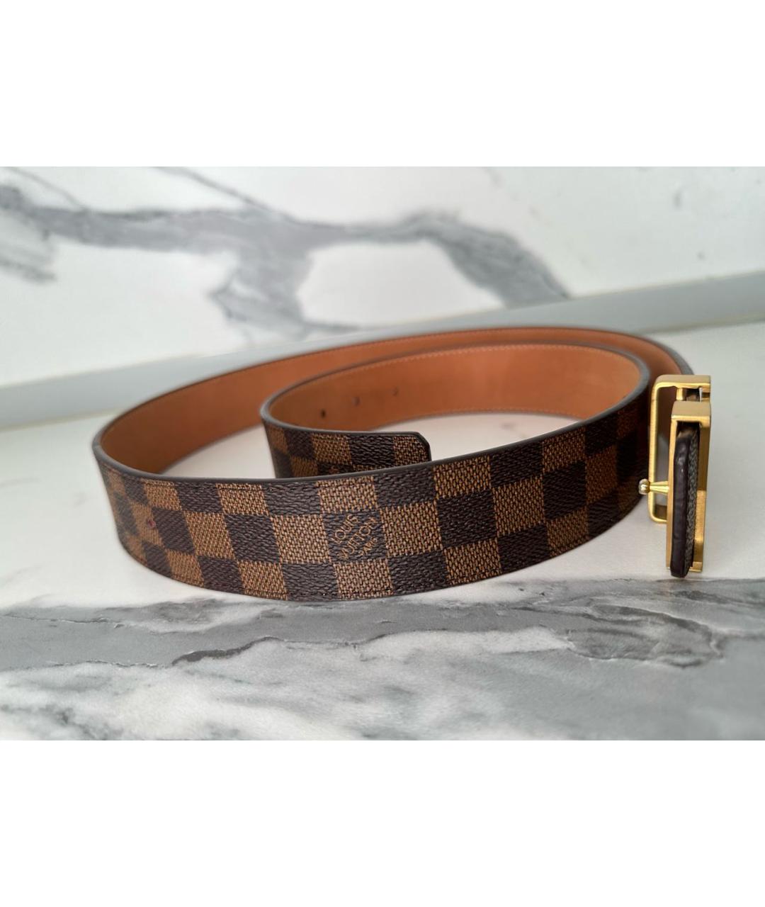LOUIS VUITTON Коричневый кожаный ремень, фото 5