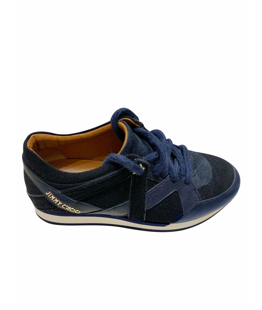 JIMMY CHOO Темно-синие кожаные кроссовки, фото 1