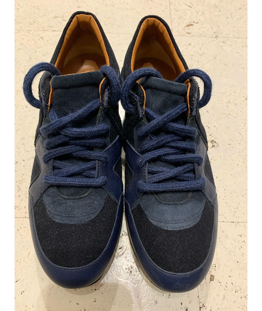 JIMMY CHOO Темно-синие кожаные кроссовки, фото 2