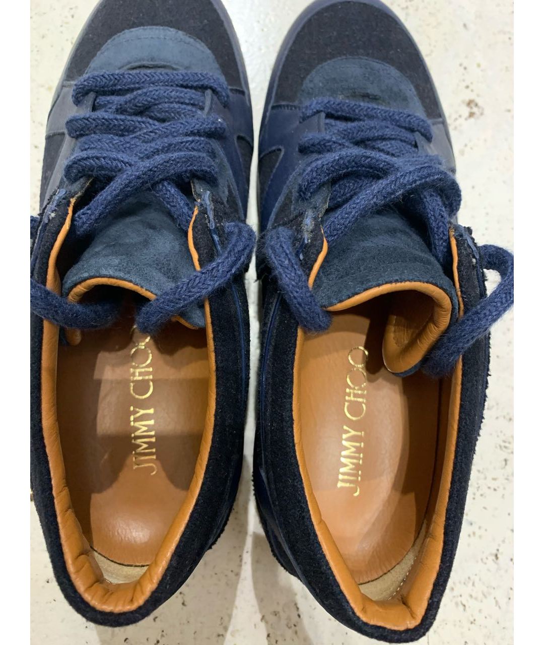 JIMMY CHOO Темно-синие кожаные кроссовки, фото 3