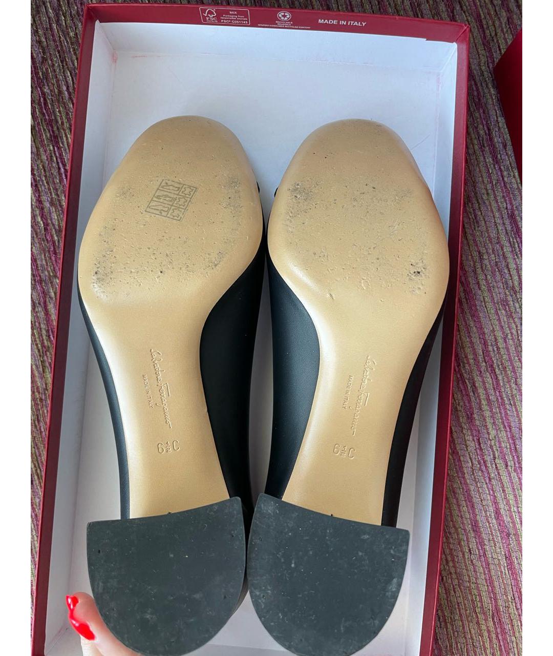 FERRAGAMO Черные кожаные туфли, фото 5