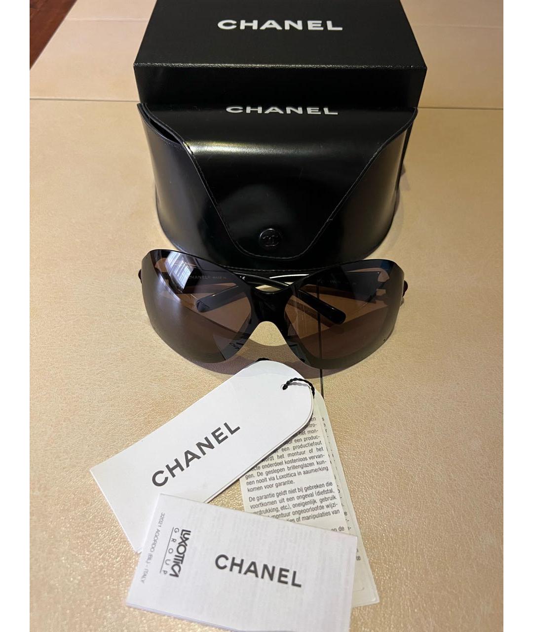 CHANEL PRE-OWNED Коричневые пластиковые солнцезащитные очки, фото 6