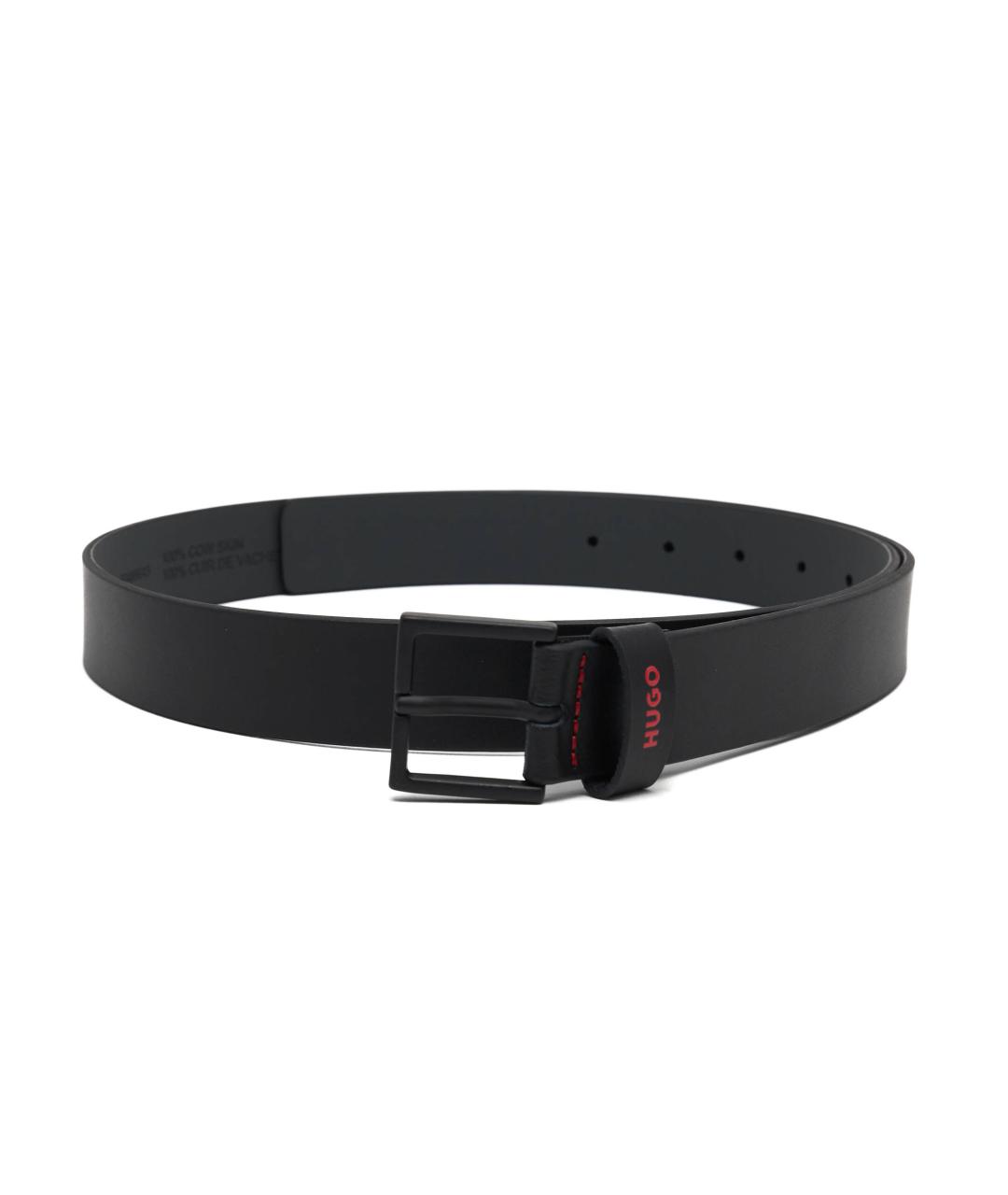 HUGO BOSS Черный кожаный ремень, фото 1