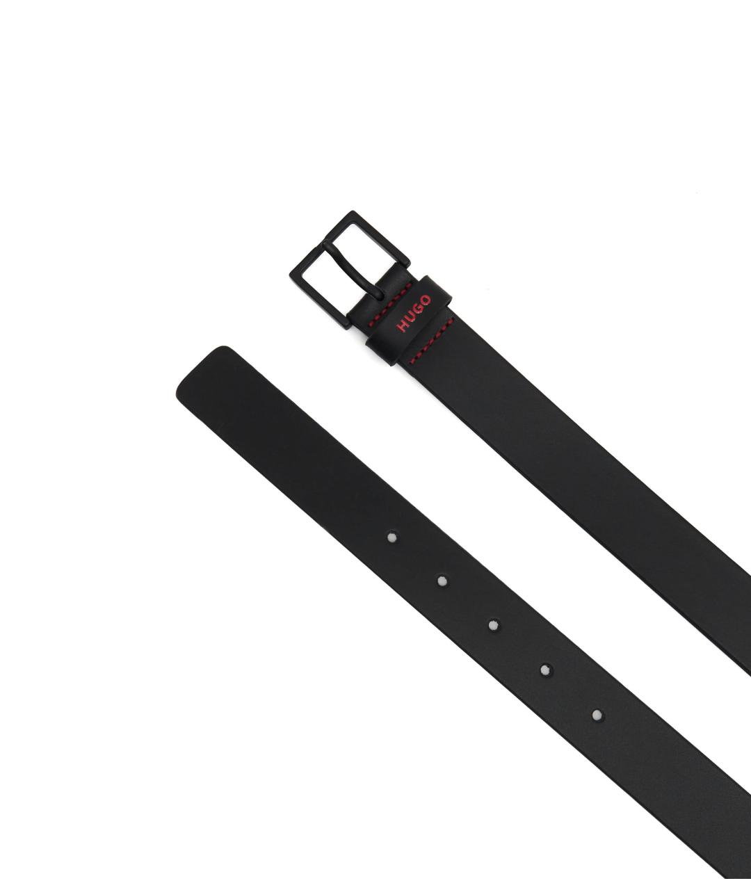 HUGO BOSS Черный кожаный ремень, фото 2