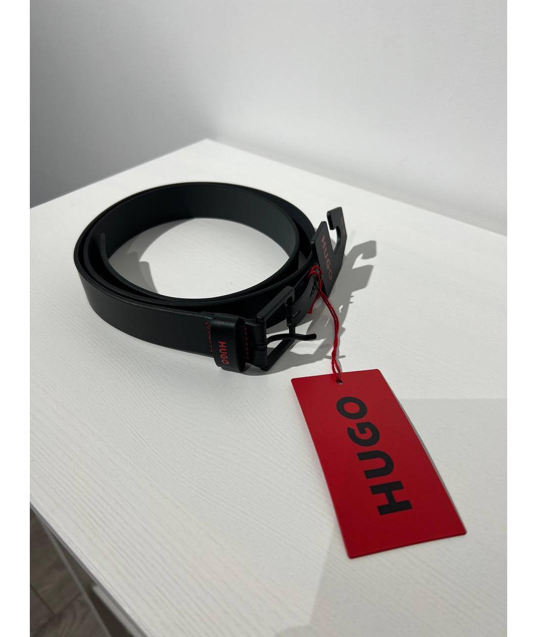 HUGO BOSS Черный кожаный ремень, фото 3