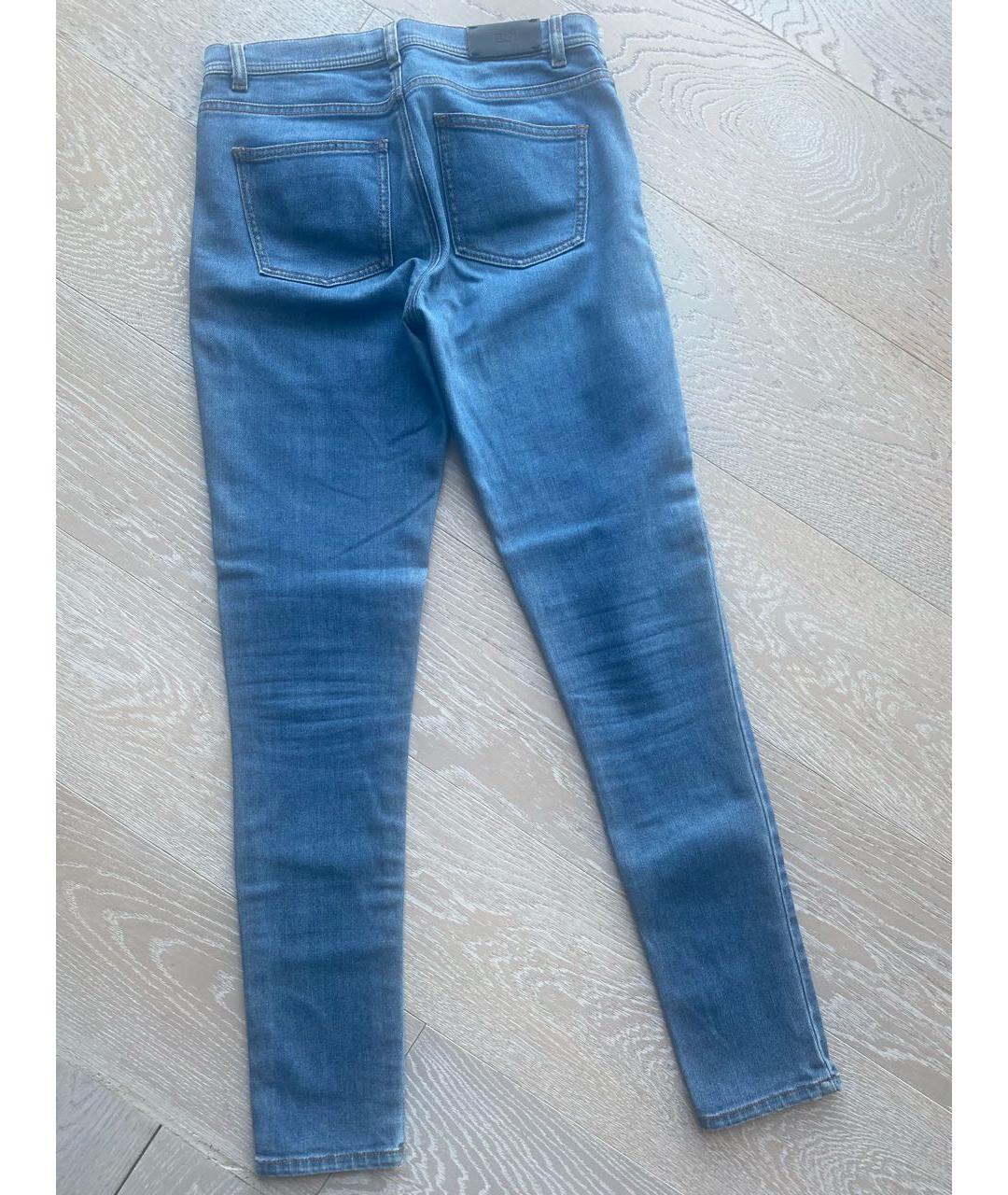 FENDI Голубые хлопко-эластановые джинсы слим, фото 2