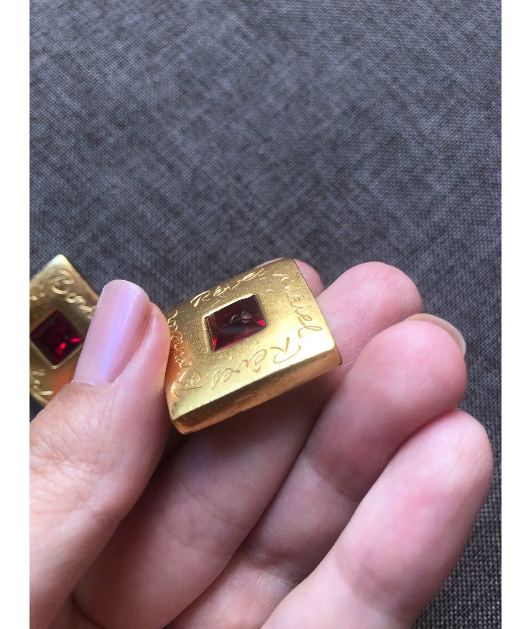SONIA RYKIEL VINTAGE Золотые металлические серьги, фото 3