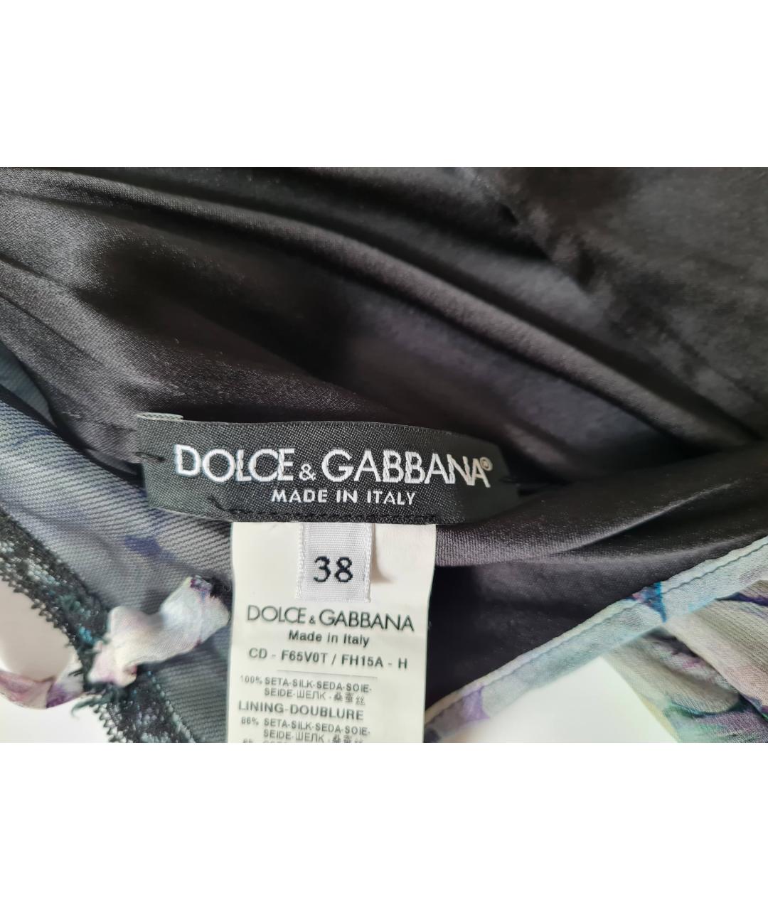 DOLCE&GABBANA Мульти шелковое коктейльное платье, фото 8