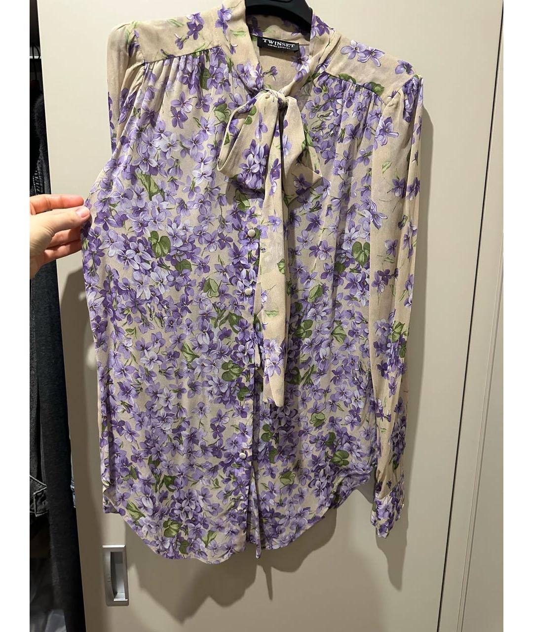 TWIN-SET Фиолетовая вискозная блузы, фото 3