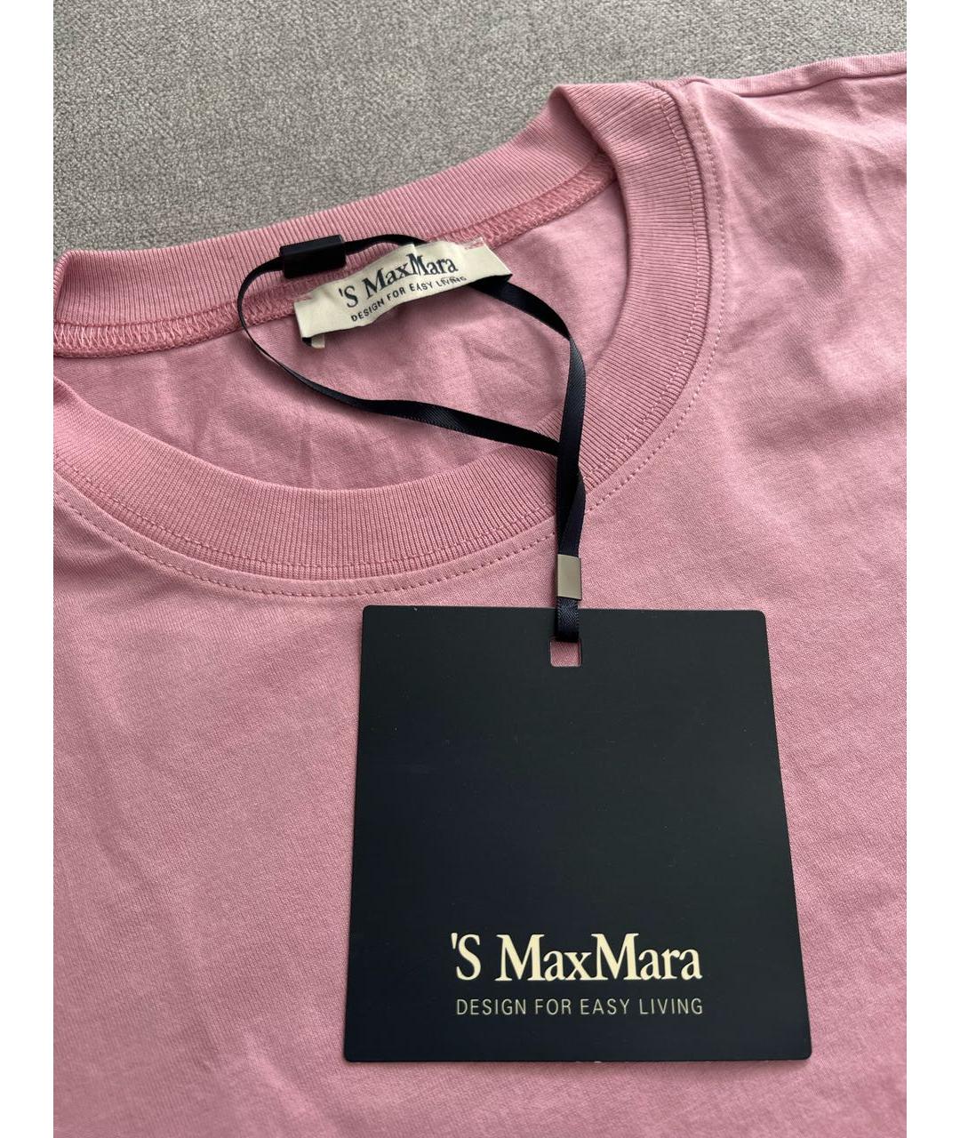 'S MAX MARA Розовая хлопковая футболка, фото 8