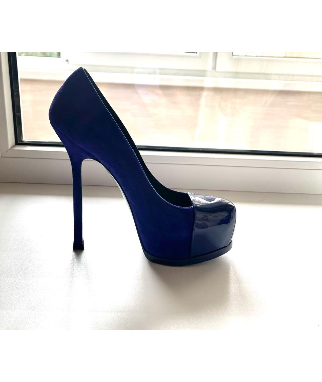 SAINT LAURENT Синие замшевые туфли, фото 7