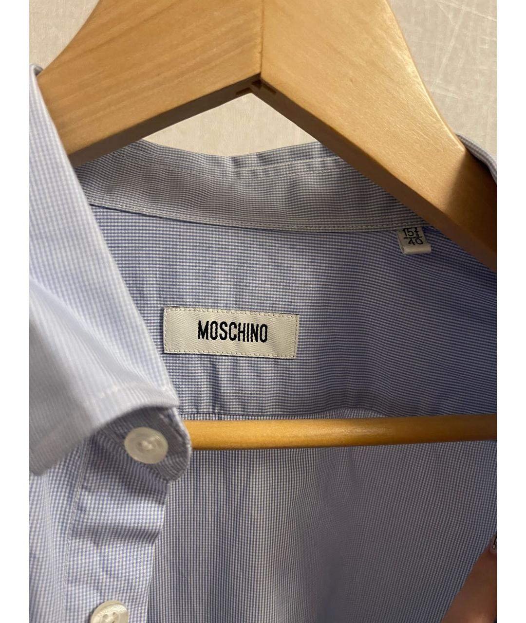 MOSCHINO Голубая хлопковая кэжуал рубашка, фото 3