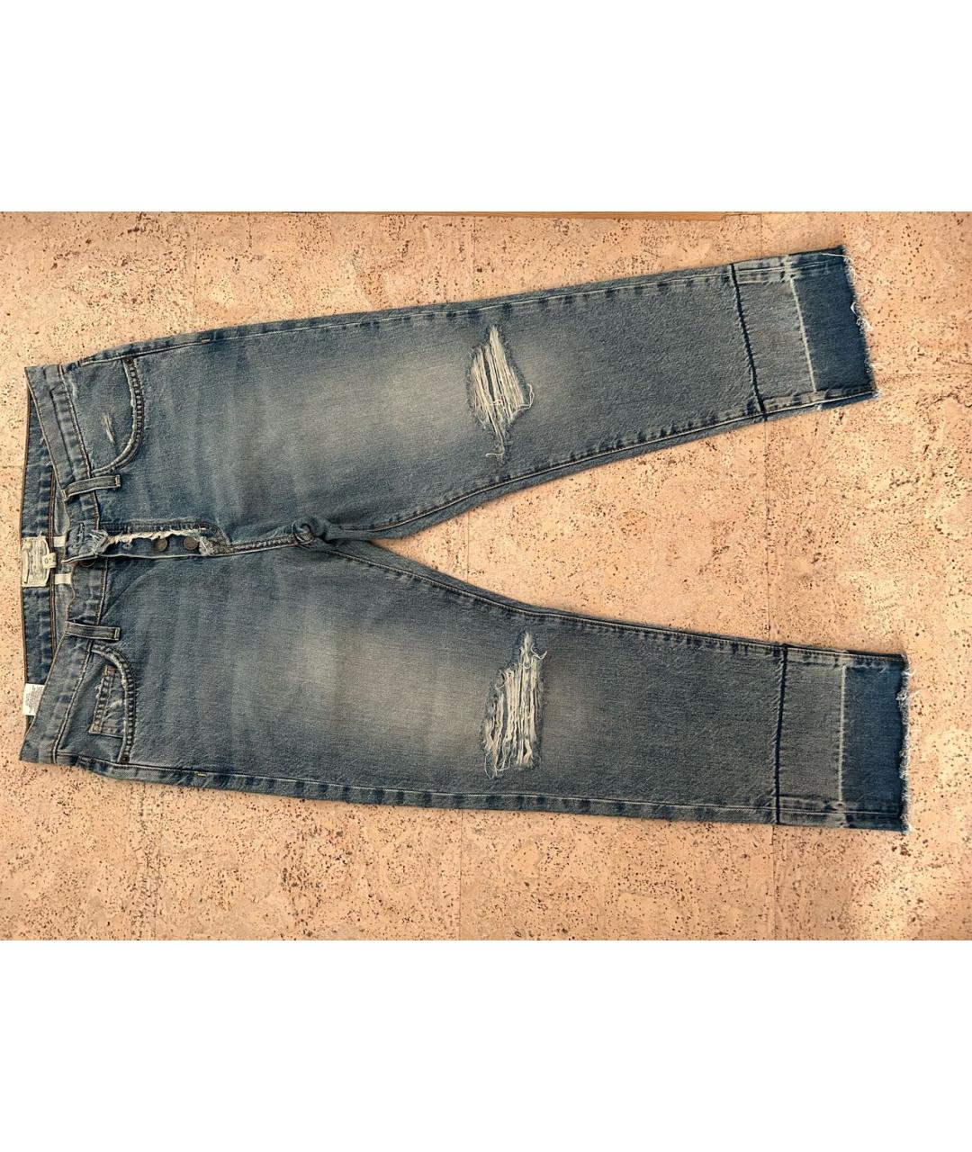 CURRENT/ELLIOTT Голубые хлопковые прямые джинсы, фото 4