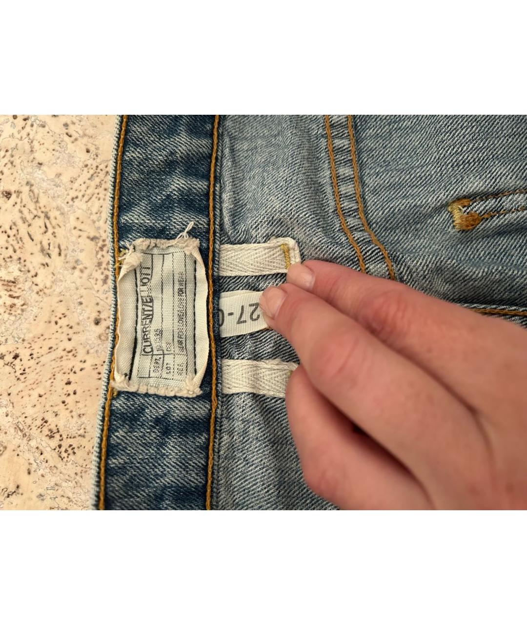 CURRENT/ELLIOTT Голубые хлопковые прямые джинсы, фото 2