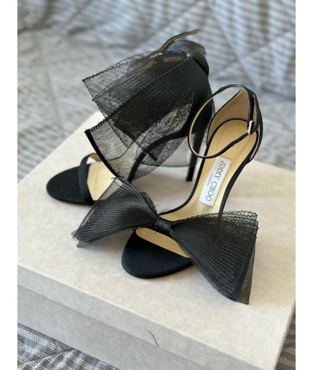 JIMMY CHOO Черные текстильные босоножки, фото 2