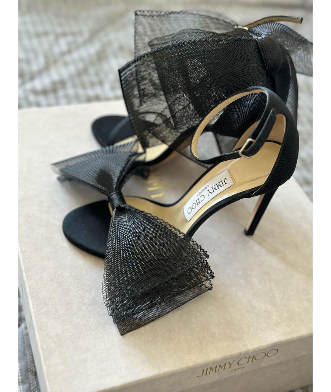 JIMMY CHOO Черные текстильные босоножки, фото 3
