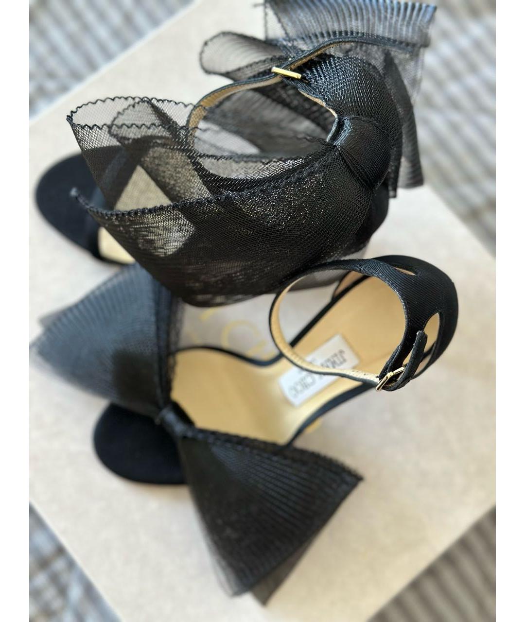 JIMMY CHOO Черные текстильные босоножки, фото 4