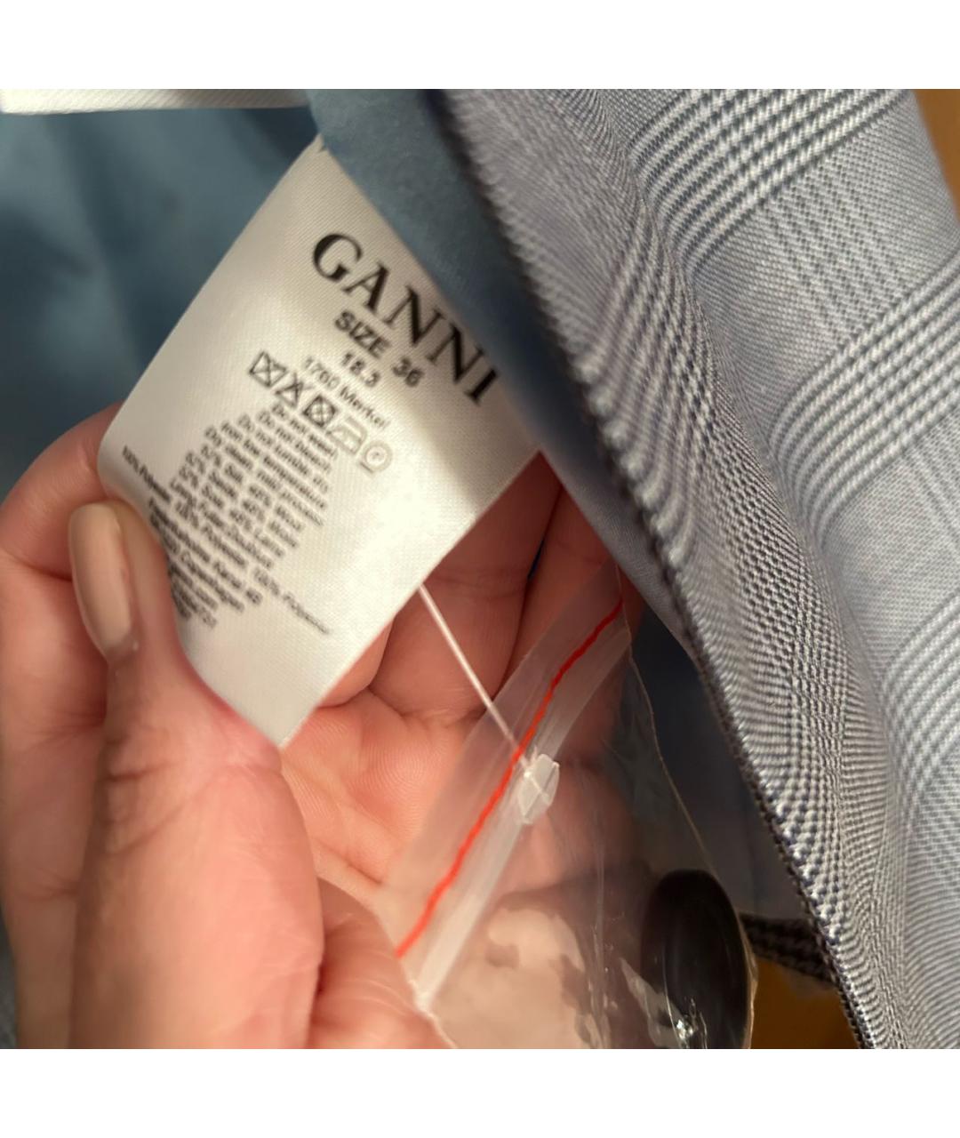 GANNI Голубой шелковый жакет/пиджак, фото 3