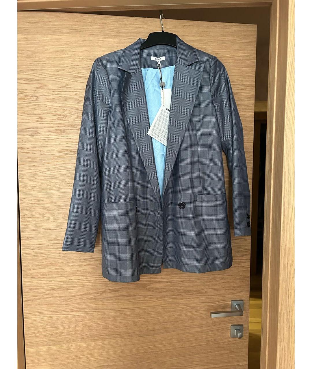 GANNI Голубой шелковый жакет/пиджак, фото 4