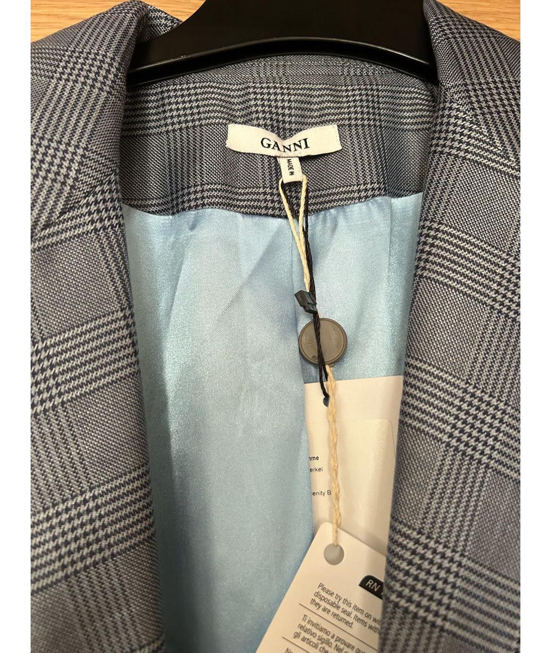 GANNI Голубой шелковый жакет/пиджак, фото 2