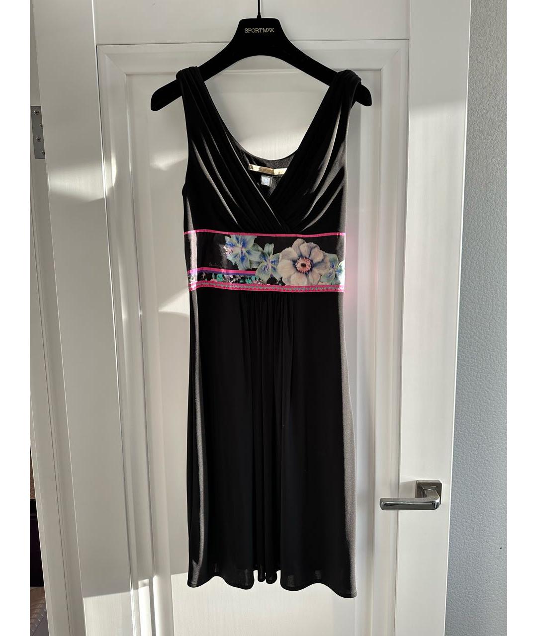 CAVALLI CLASS Черное полиамидовое коктейльное платье, фото 8