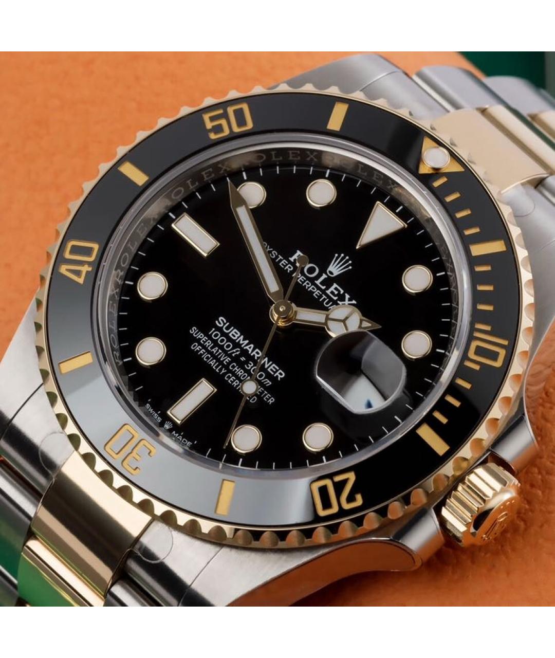 ROLEX Черные часы из желтого золота, фото 7