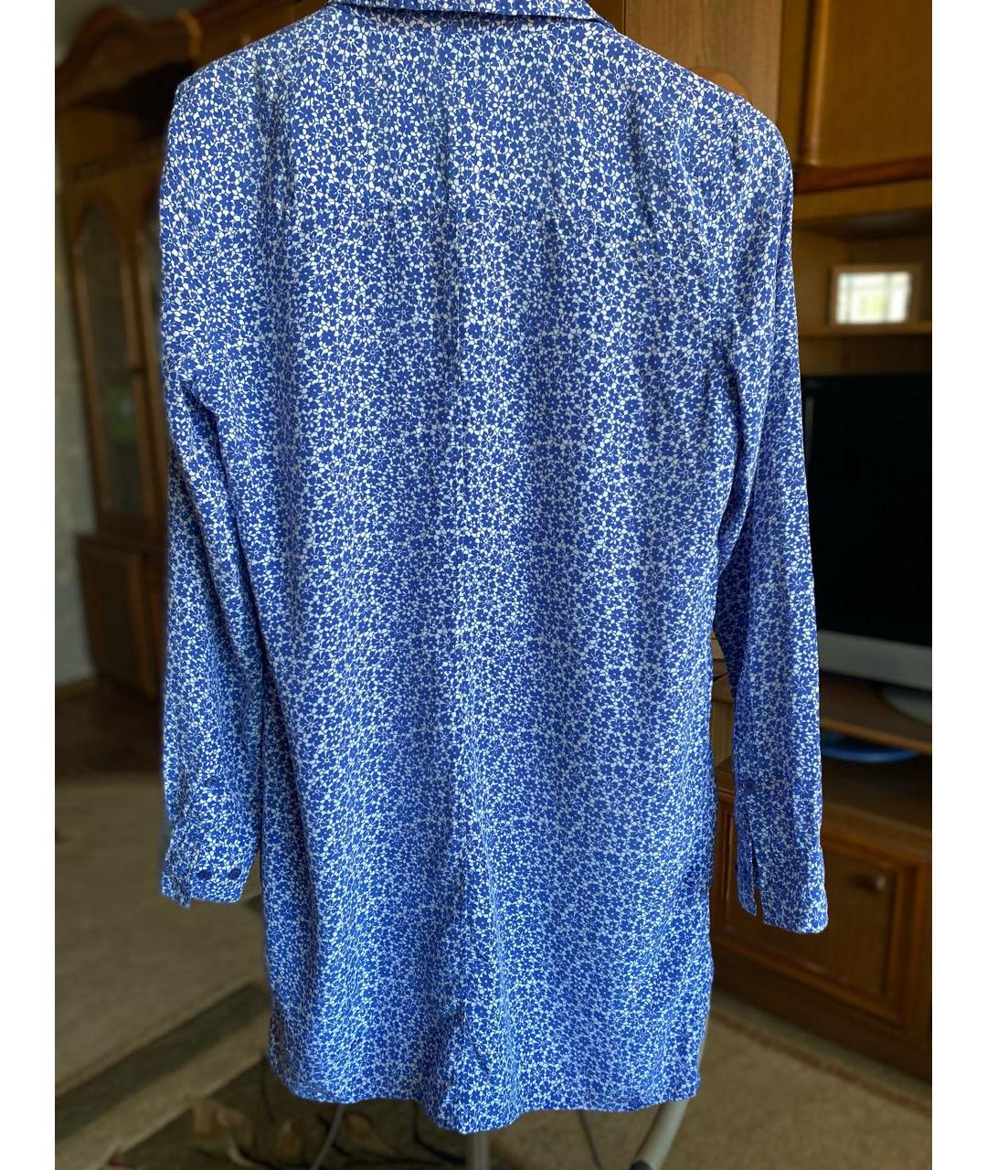 EQUIPMENT Синее шелковое повседневное платье, фото 2