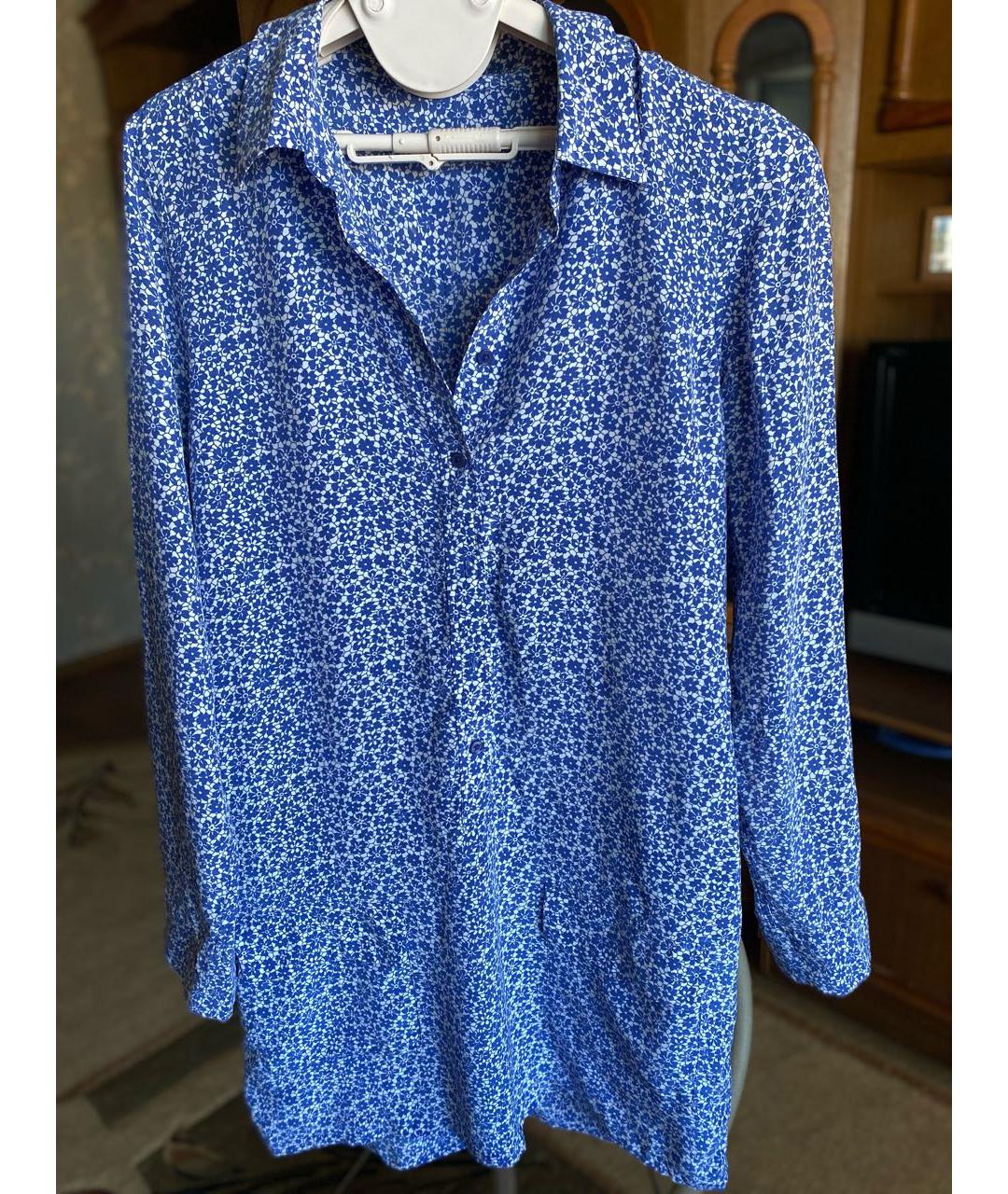 EQUIPMENT Синее шелковое повседневное платье, фото 5