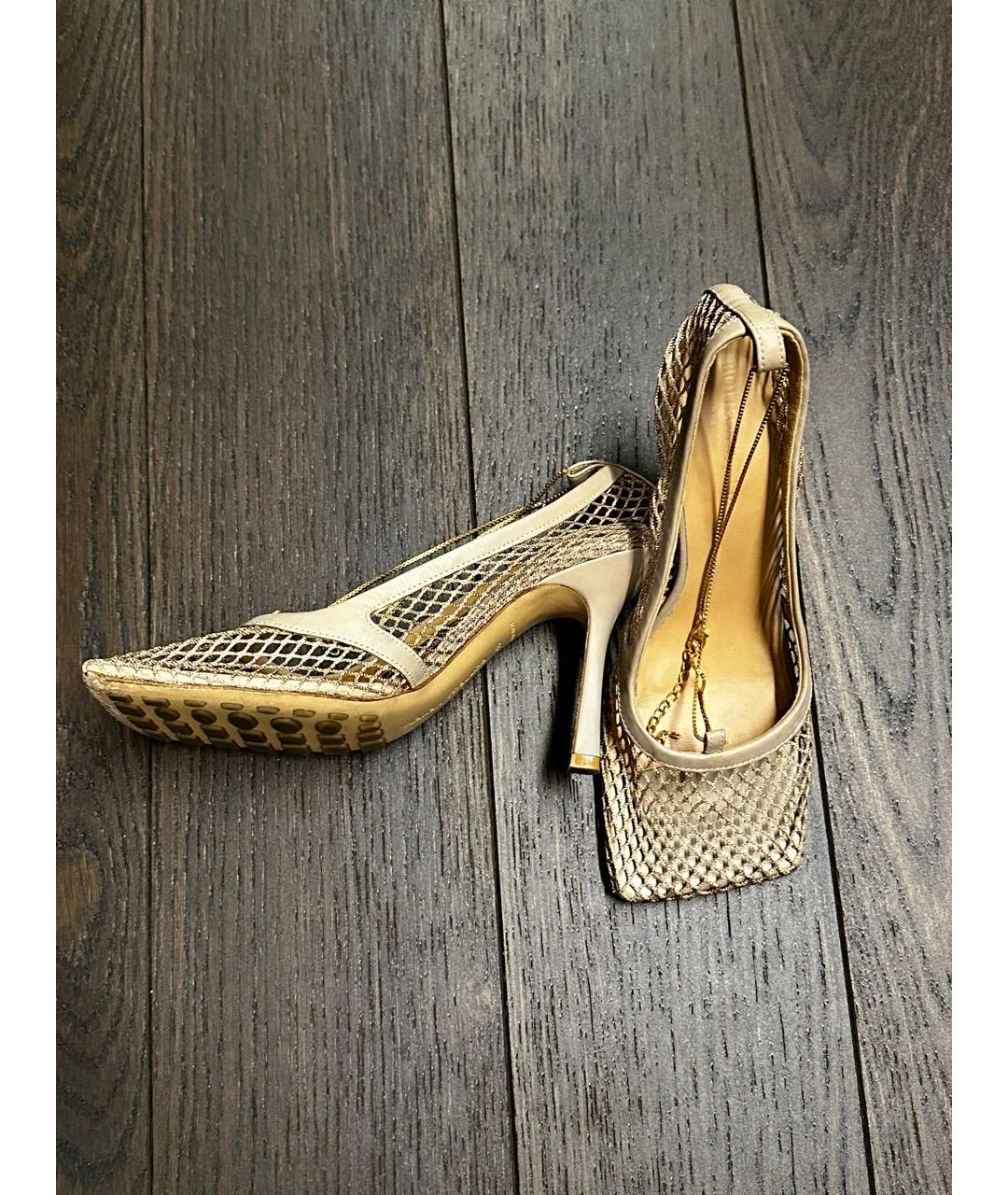 BOTTEGA VENETA Бежевые кожаные босоножки, фото 6