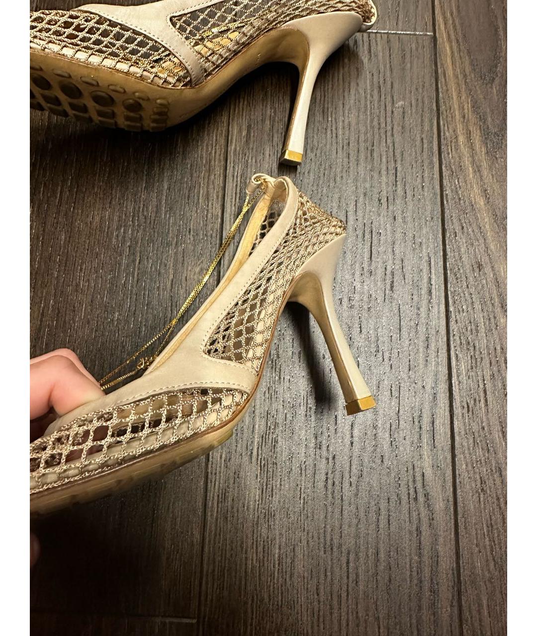 BOTTEGA VENETA Бежевые кожаные босоножки, фото 3