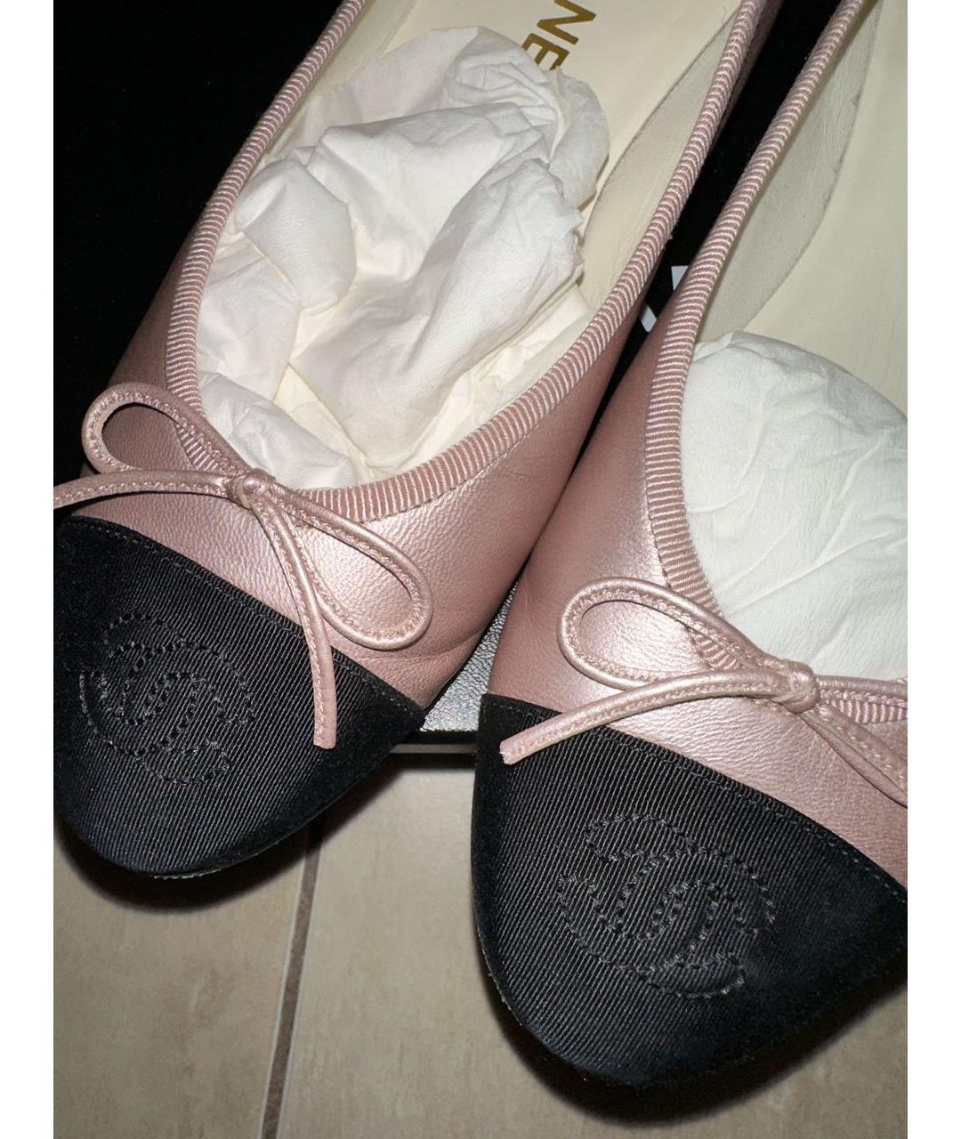 CHANEL PRE-OWNED Розовые кожаные балетки, фото 8
