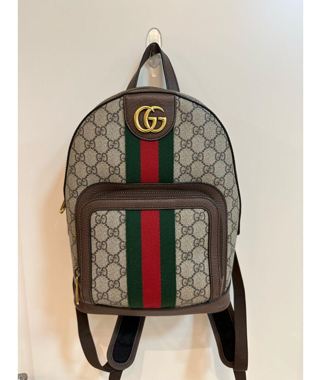 GUCCI Коричневый кожаный рюкзак, фото 7