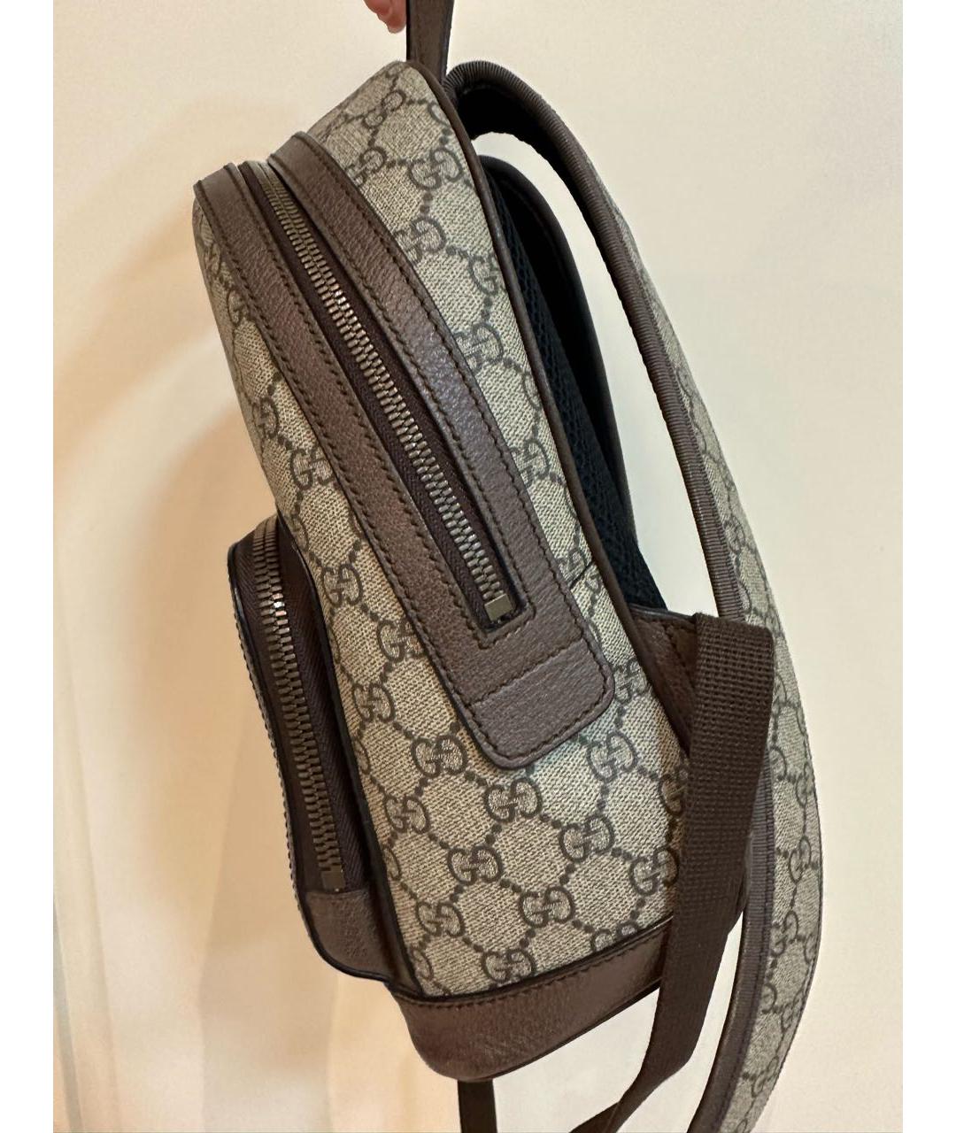 GUCCI Коричневый кожаный рюкзак, фото 4