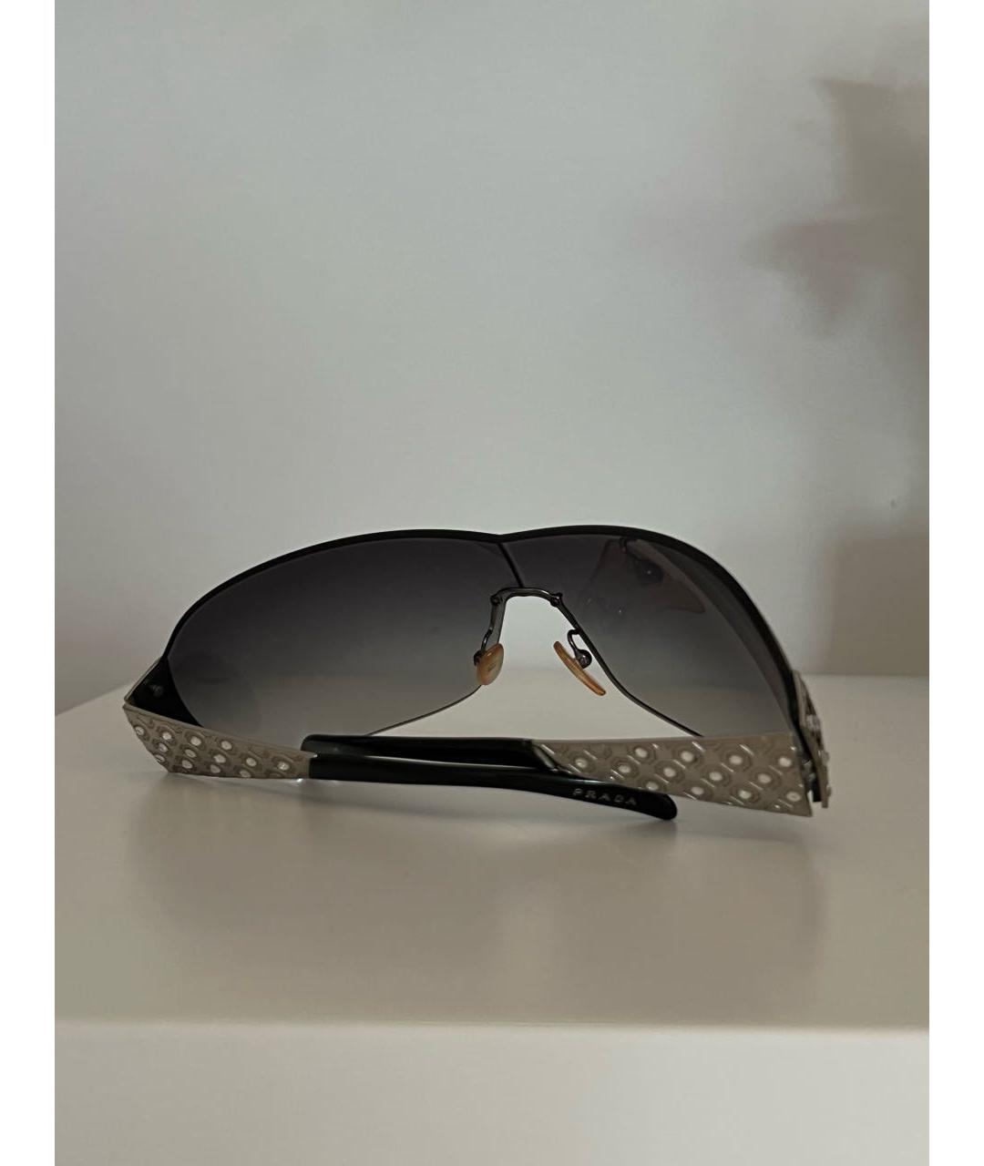 PRADA VINTAGE Черные металлические солнцезащитные очки, фото 5