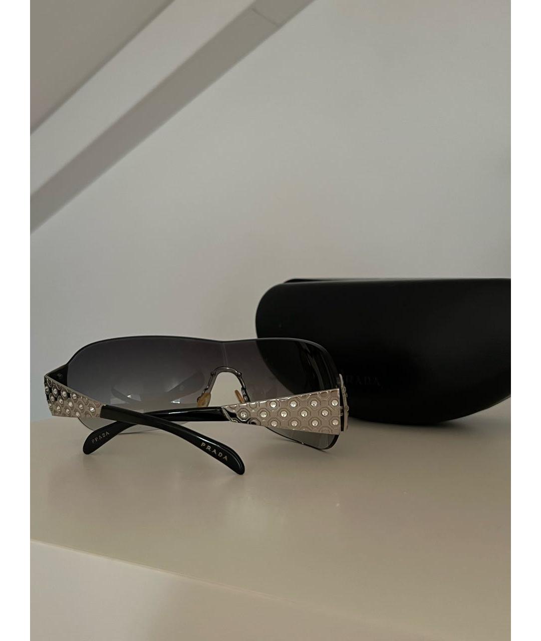 PRADA VINTAGE Черные металлические солнцезащитные очки, фото 4