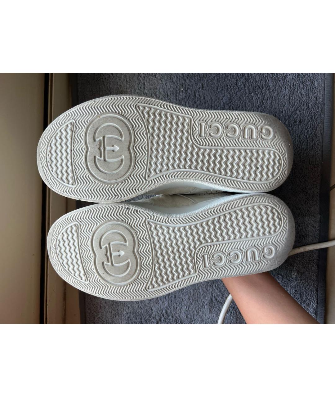 GUCCI Белые кожаные кеды, фото 7