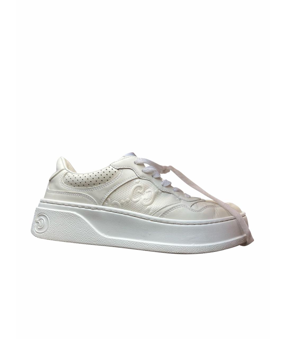 GUCCI Белые кожаные кеды, фото 1