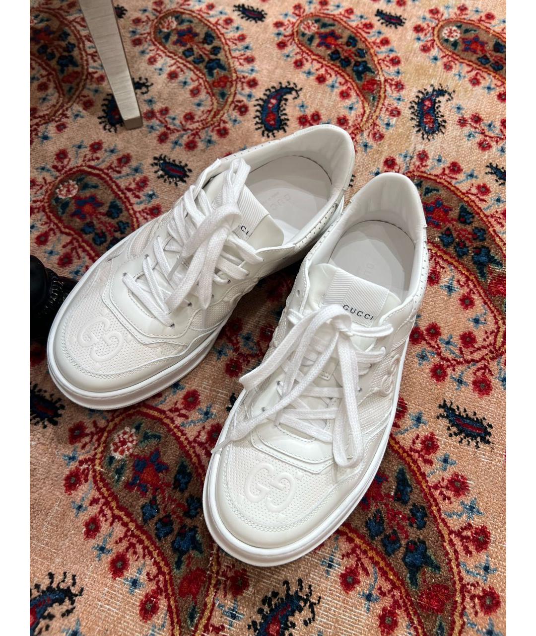 GUCCI Белые кожаные кеды, фото 3