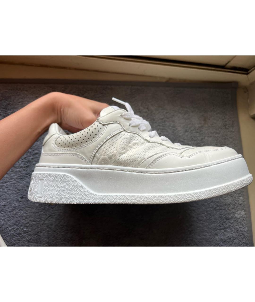 GUCCI Белые кожаные кеды, фото 4